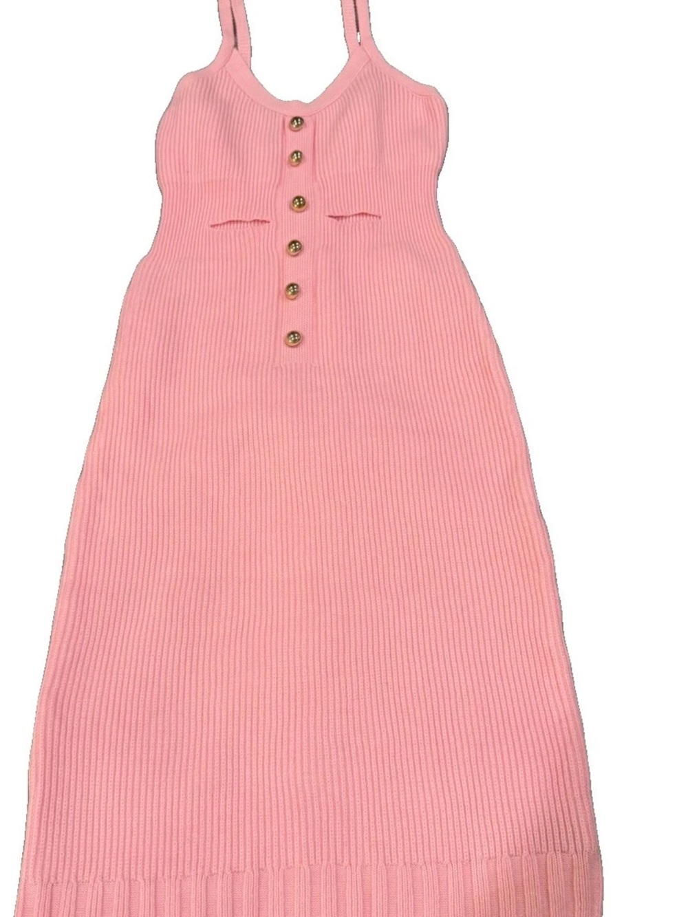 SHEIN Pink Ribbed Button-Front Maxi Dress